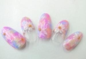 ラメカラ―×桜の春ネイル♪